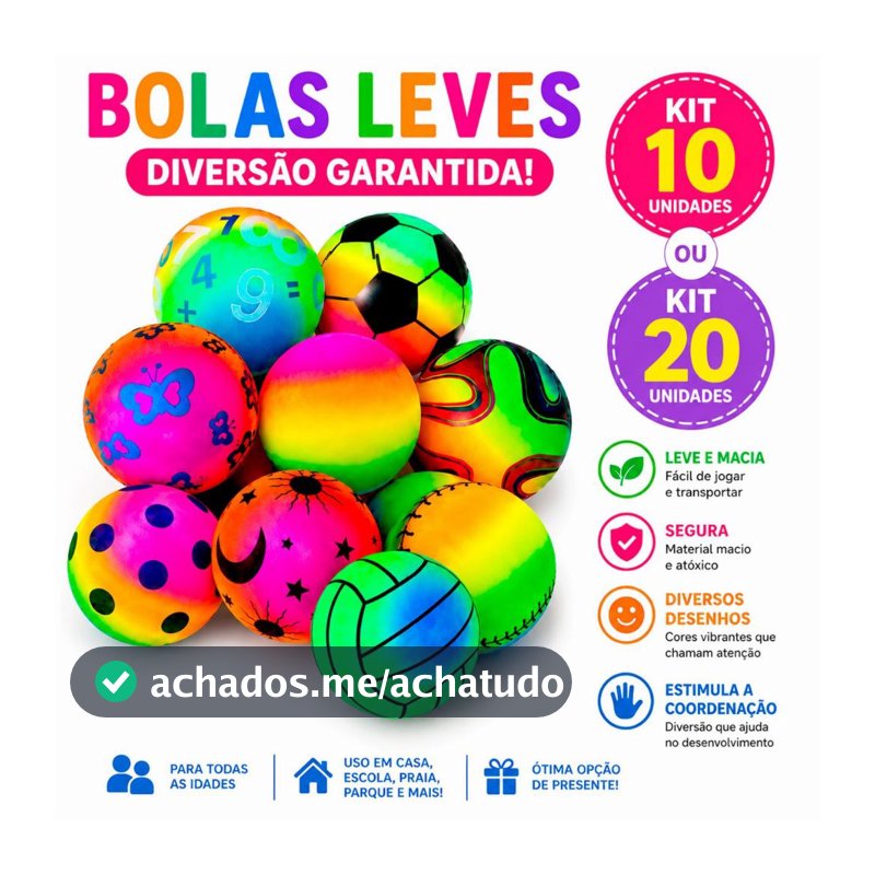 Kit 10/20 Bola de praia leve de vinil 16cm arco-iris infantil - Ideal para criança
