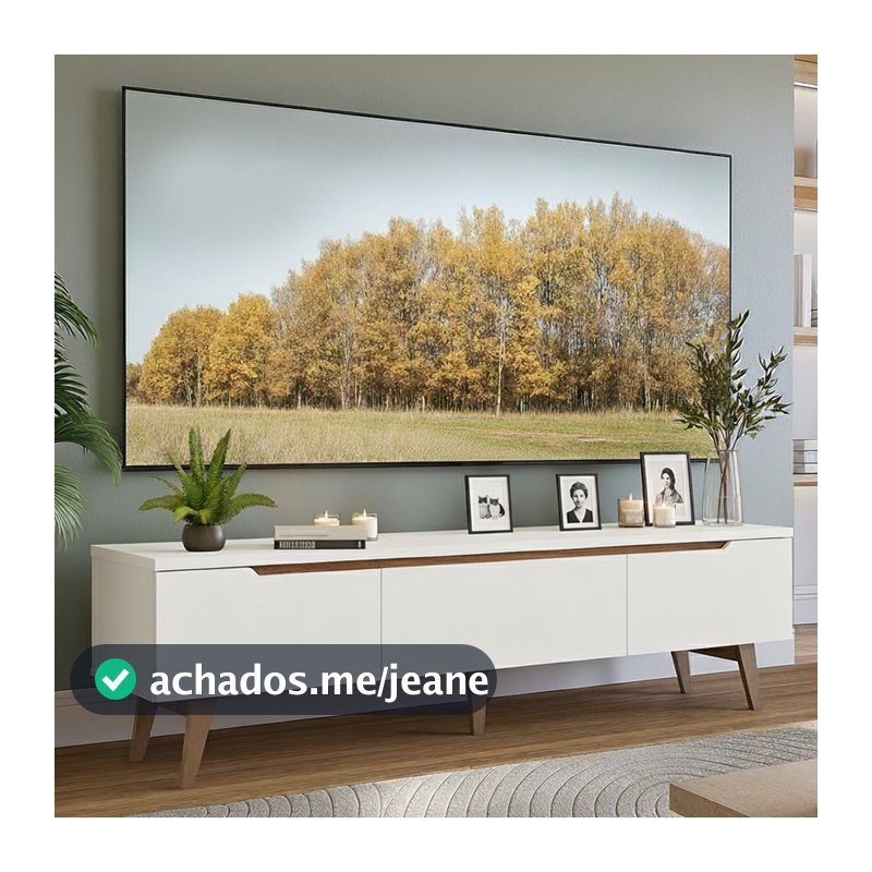 Rack para TV até 80 Polegadas 180cm 2 Portas 1 Gaveta Branco/Rustic Toronto Madesa