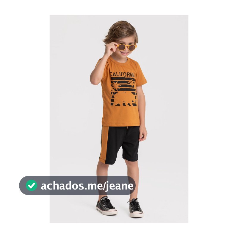 Conjunto Masculino bermuda recorte 2 a 14 anos