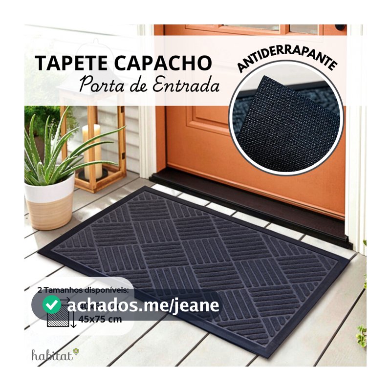 Tapete Capacho Emborrachado Porta de Entrada Saída Antiderrapante Decorativo Habitat