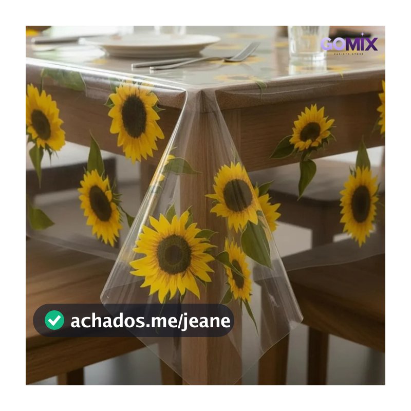 Toalha de Mesa Cristal Estampada Impermeável Proteção Para Mesa 4 6 8 e 10 Lugares