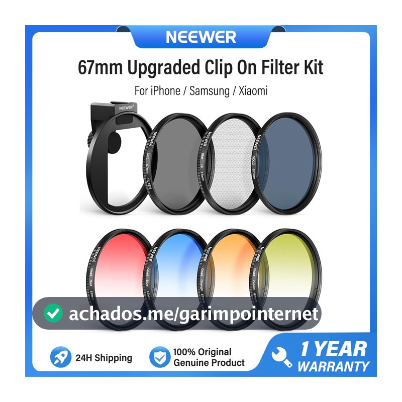 Kit De Filtro De Lente De Telefone NEEWER 67 Mm Com Clipe/CPL/ND32/6 Pontos Estrela/4 Cores