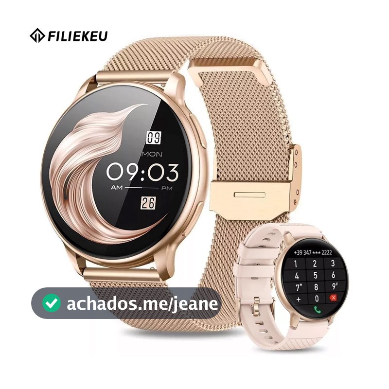 FILIEKEU Smartwatch Chamada Bluetooth à prova d'água Esportes relógio inteligente feminino
