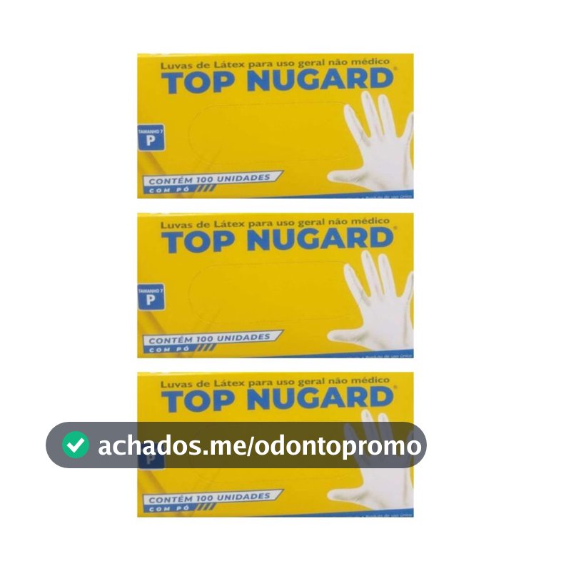 Luva de Procedimento de Látex com Pó Top Nugard - Kit com 3 Caixas