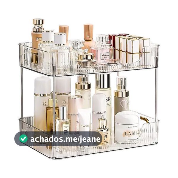 Estante Organizadora De Maquiagem Cosméticos 2 Andares de Acrílico Transparente Moderna