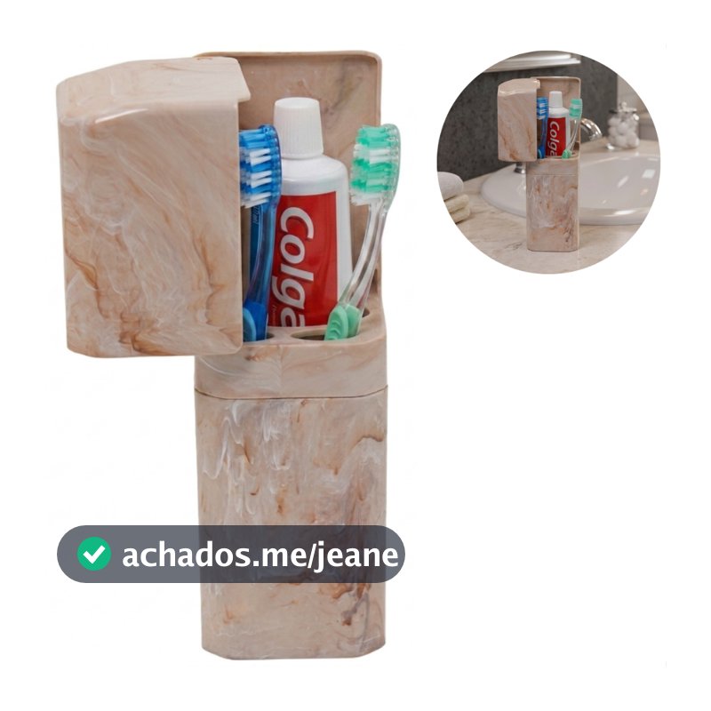 Porta Escovas e Creme Dental com Encaixe Adesivo