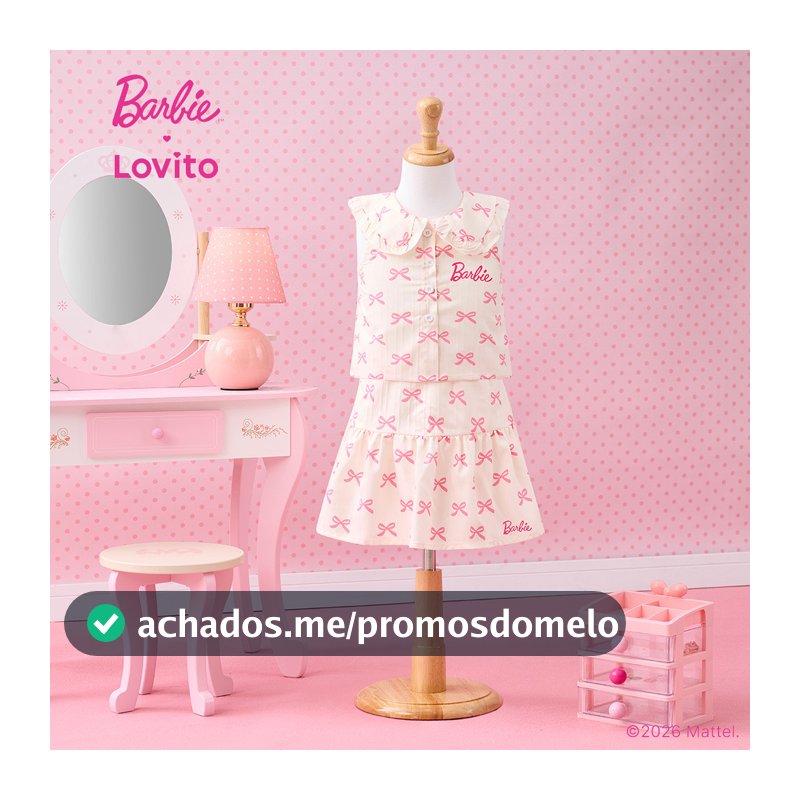 arbie™ X Lovito Kids Conjunto Saia Jacquard Babados Rosa Primavera/Verão Menina KSBL4PAD035