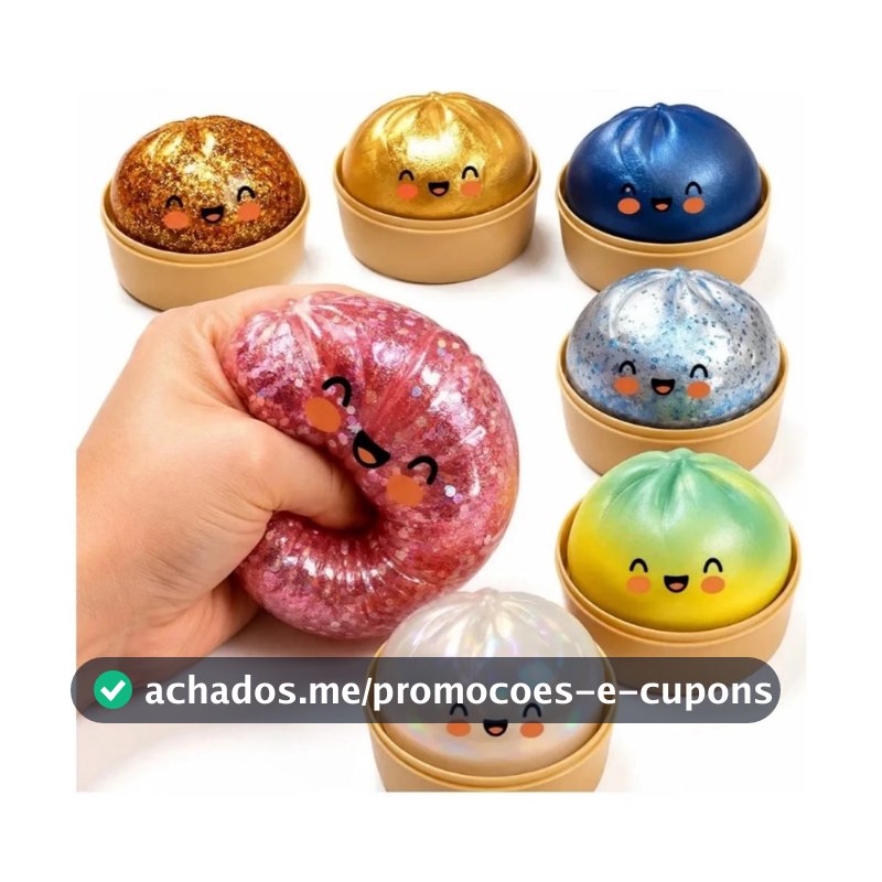 Dumpling Squishy Bolinho Baozi Brilhante Glitter Surpresa Pãozinho Macio Orbeez