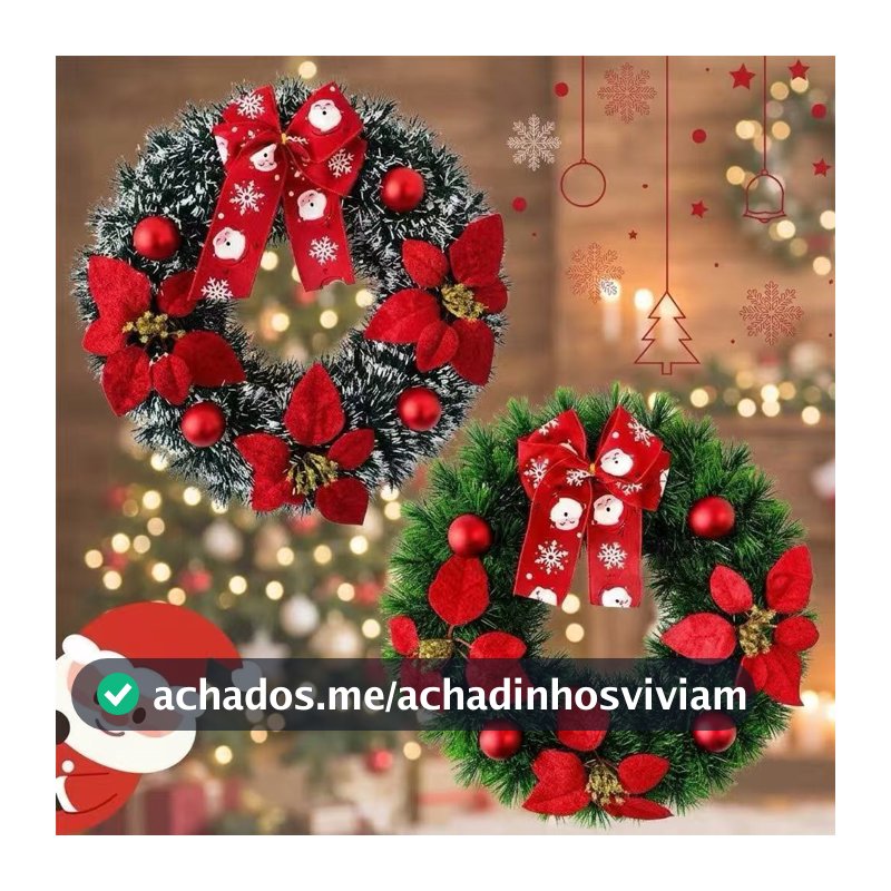 Guirlanda Natalina De Luxo Natal 37x37cm Decorações Porta Pendurado De Natal Feliz Natal Enfeite