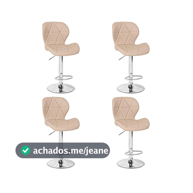 Conjunto 04 Banquetas Slim Material Ecológico Regulagem de Altura