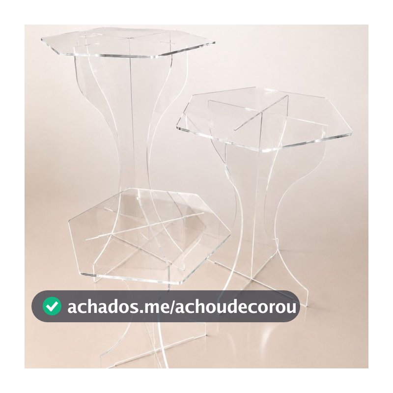 Kit 3 Mesas 4mm Em Acrílico Desmontáveis Decoração Festa Slim Concept
