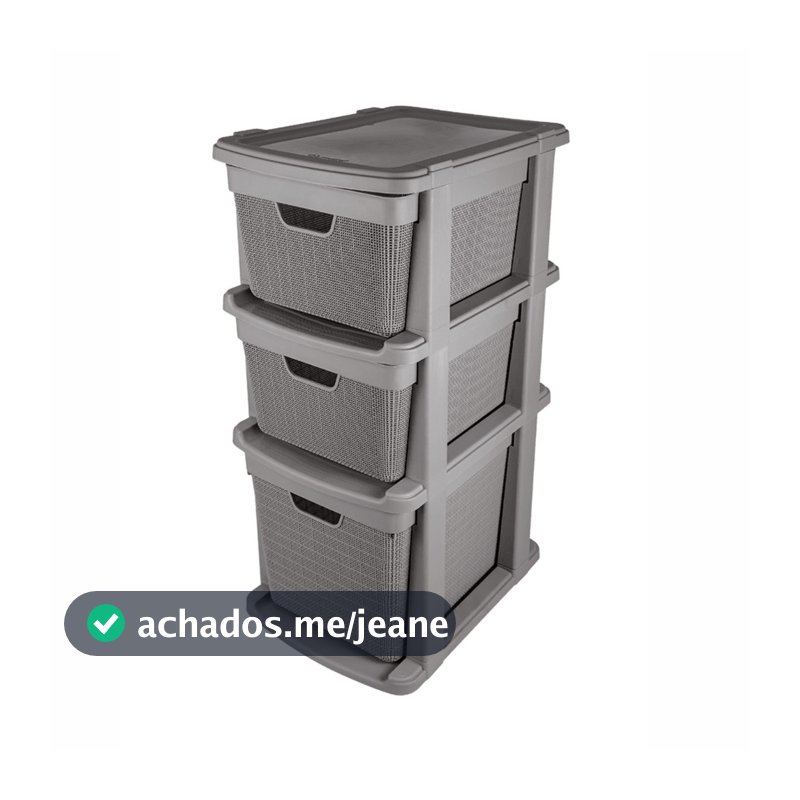Gaveteiro Organizador Chão Plástico 3 Gavetas 15l Moderno Jutta  Casa Cozinha Doméstico Resistente