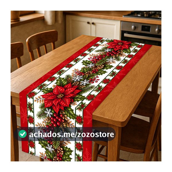 Trilho Caminho De Mesa Decoração Tema Natal Medidas