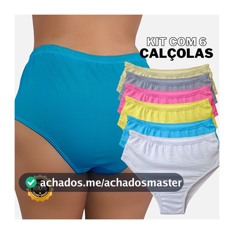 Kit 06 Calçola Calcinha Para Senhoras vovó algodão Grande confortável para o dia a dia