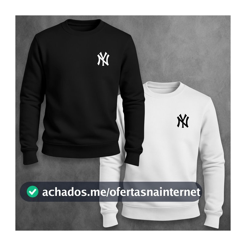 Kit 2 Blusa Moletom Masculino New York Gola Redonda Algodão Unissex Casaco Masculino Feminino