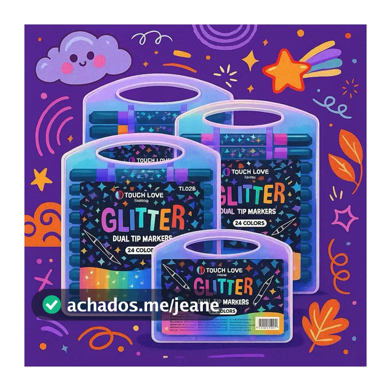 Caneta Marcadora acrílica Glitter Metalizada Ponta Dupla para Colorir Brilhante 24/48/72/96 Cores