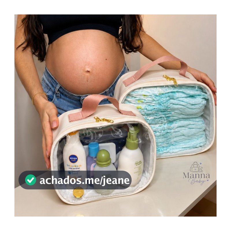 Kit necessaire maternidade 2 peças maleta transparente organizadora