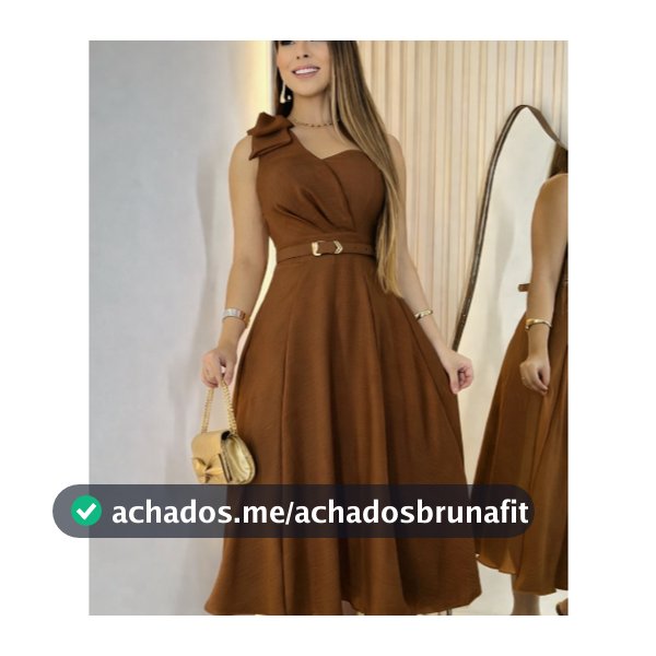 Vestido Femenino Midi Laco no Ombro Cinto Tecido Duna Linho