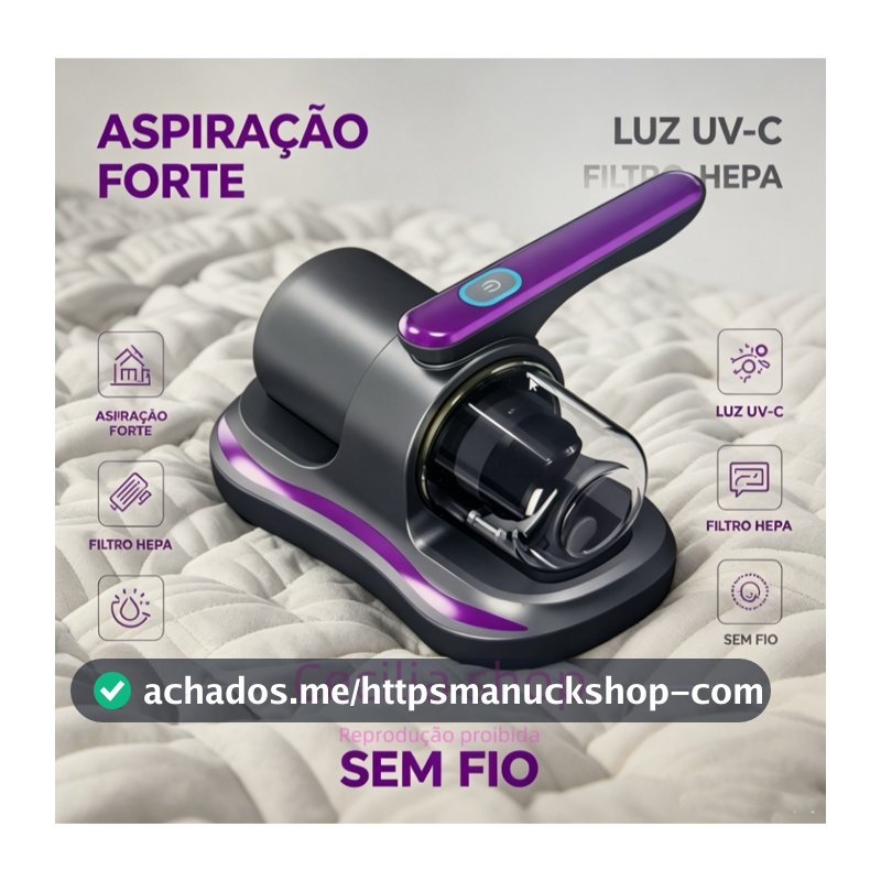 Aspirador de Pó Portátil Sem Fio Escova Removedor de Ácaro Recarregável USB