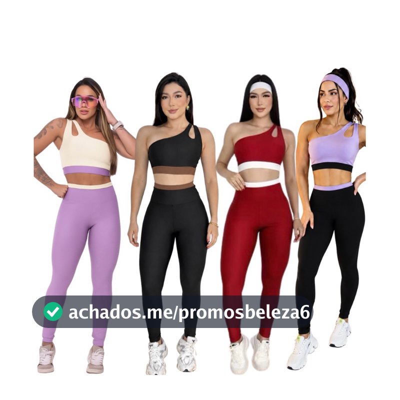 Conjunto Academia Calça e Top Bicolor Fitness Academia Feminina Suplex Premium Zero Transparência