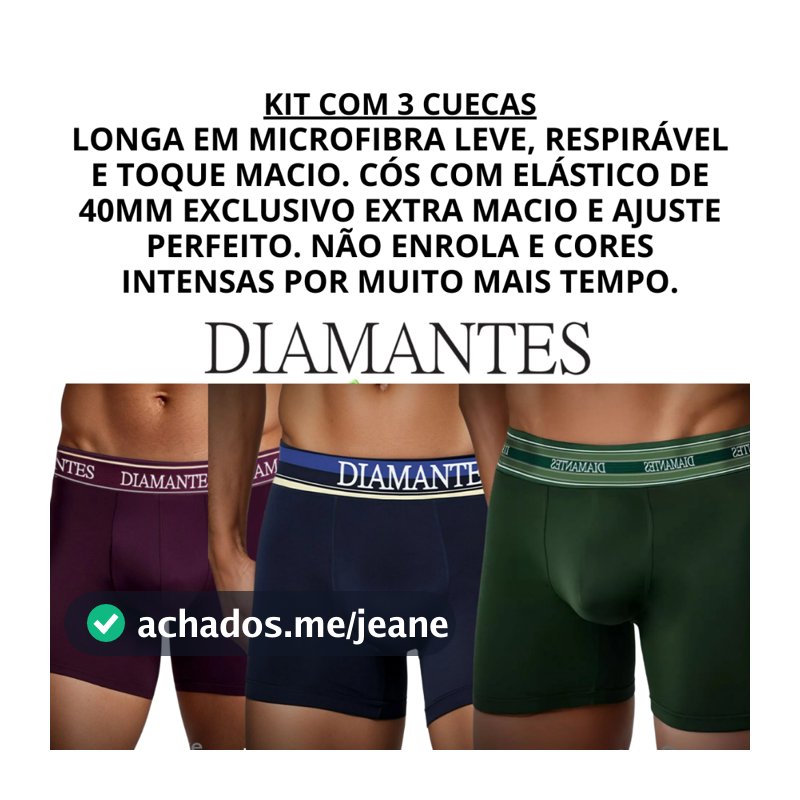 KIT CUECA BOXER  NA EMB PLASTICA DIAMANTES LINGERIE ORIGINAL
