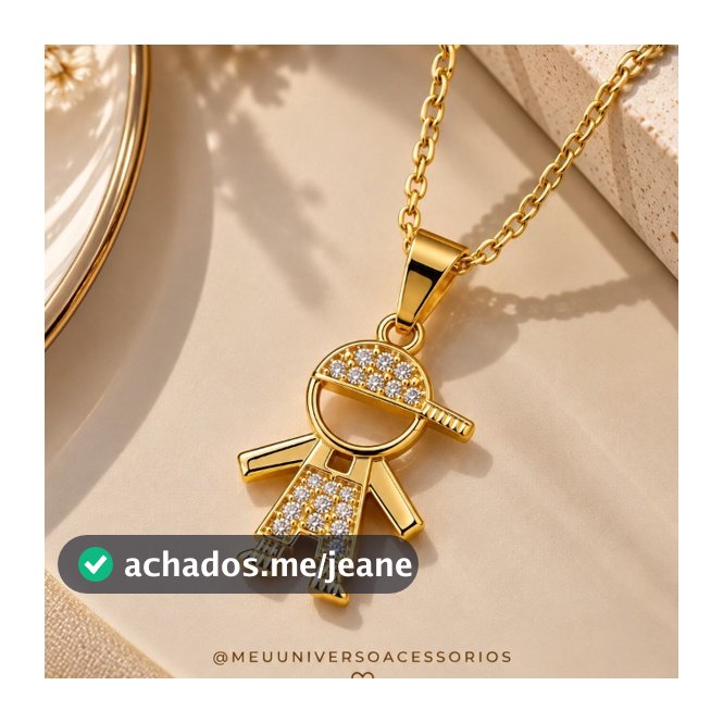 Colar Filho Único Folheado Pingente Menino ou Menina Presente Mãe