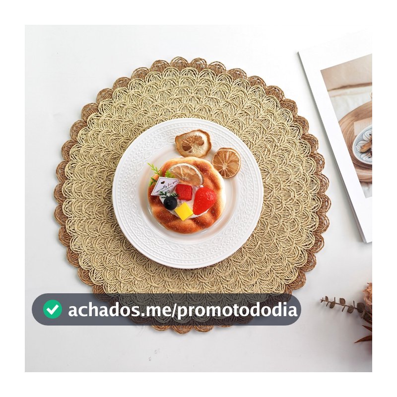 6 ou 12 Peças Jogo Americano Kit Trançado Redondo para Mesa de Jantar Sousplat Decorativo