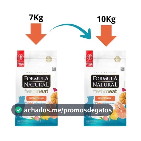 Ração Gatos Fórmula Natural Fresh Meat Salmão Gatos Castrados 10 KG