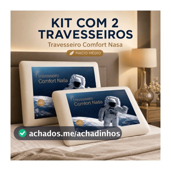 Travesseiro Nasa Viscoelástico - Conforto Anatômico e Antialérgico - Comfort Nasa, 2Pcs