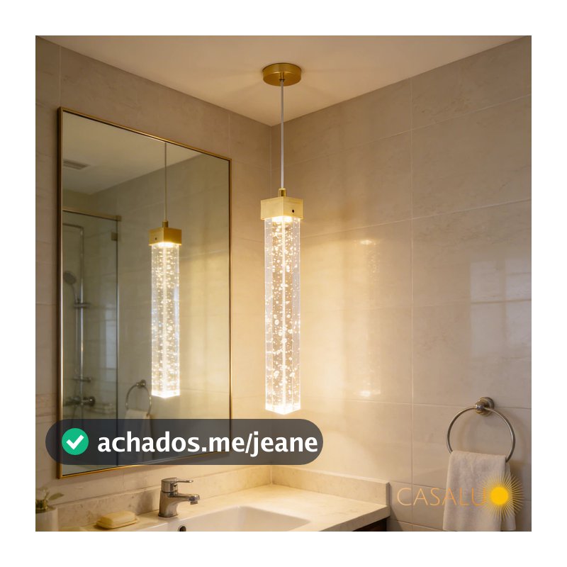 Lustre Pendente Tubo Cristal Bolha LED 3 Em 1 Prateado Dourado 7w Pendente Empire Cinderella Decor