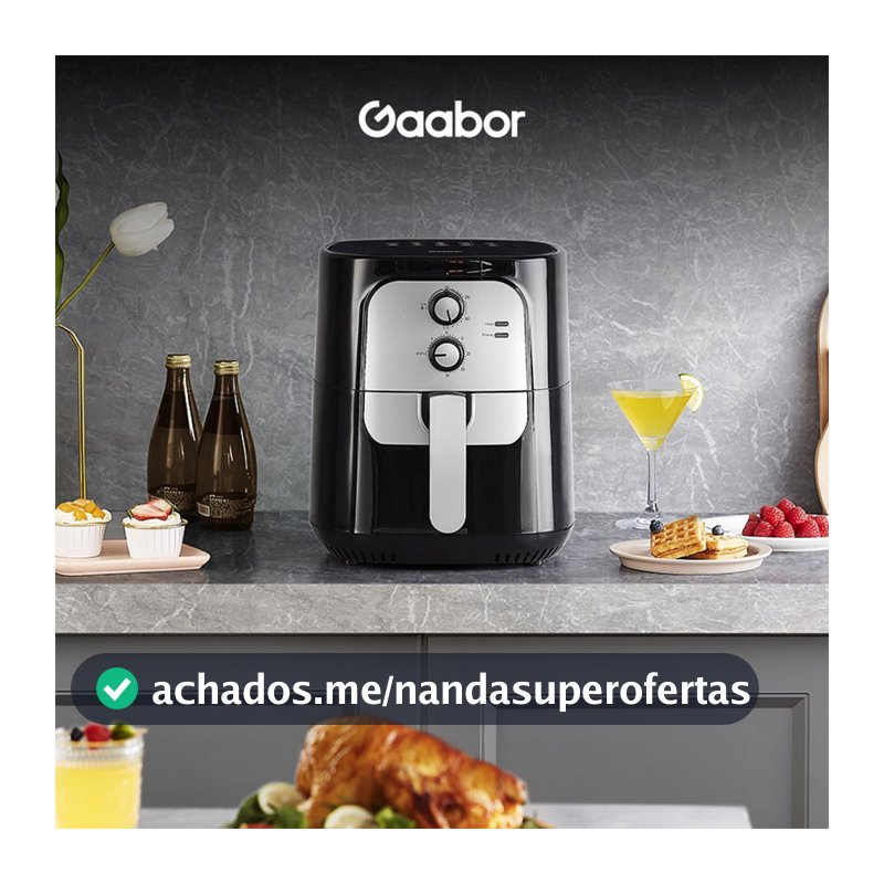 Fritadeira Elétrica Sem Óleo Air Fryer 5.5L Gaabor Jumbo Family 1400w 127V ou 220V Vintage