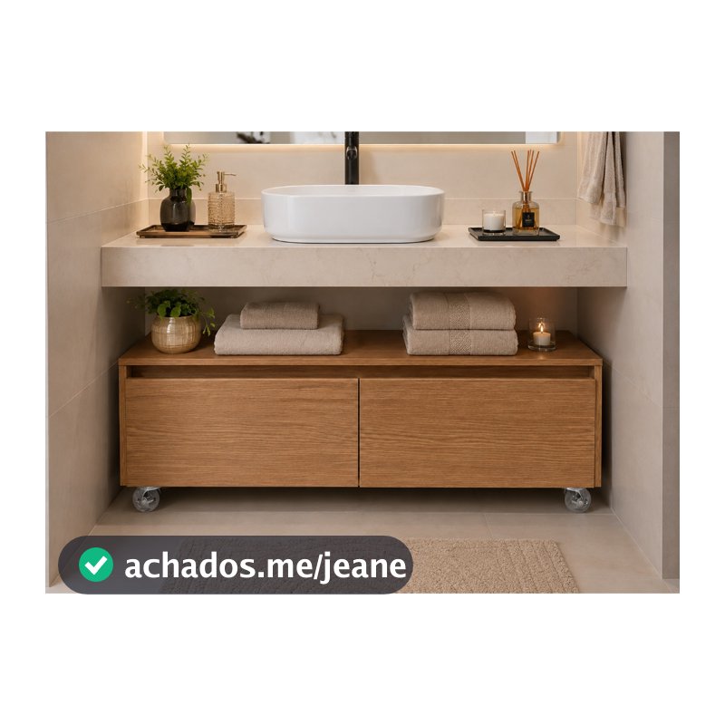Armário Gabinete Barber 2 Gavetas Com Rodas 90x38x30 Mdf Louro Freijó