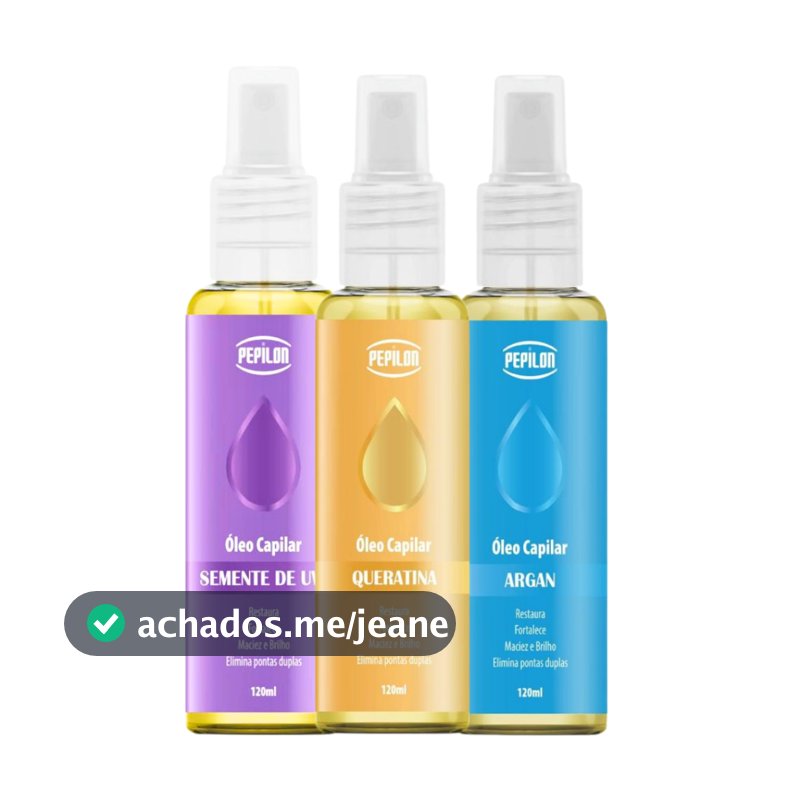 Kit 3 Óleos Capilar Restaurador e Brilho 120ml - Pepilon