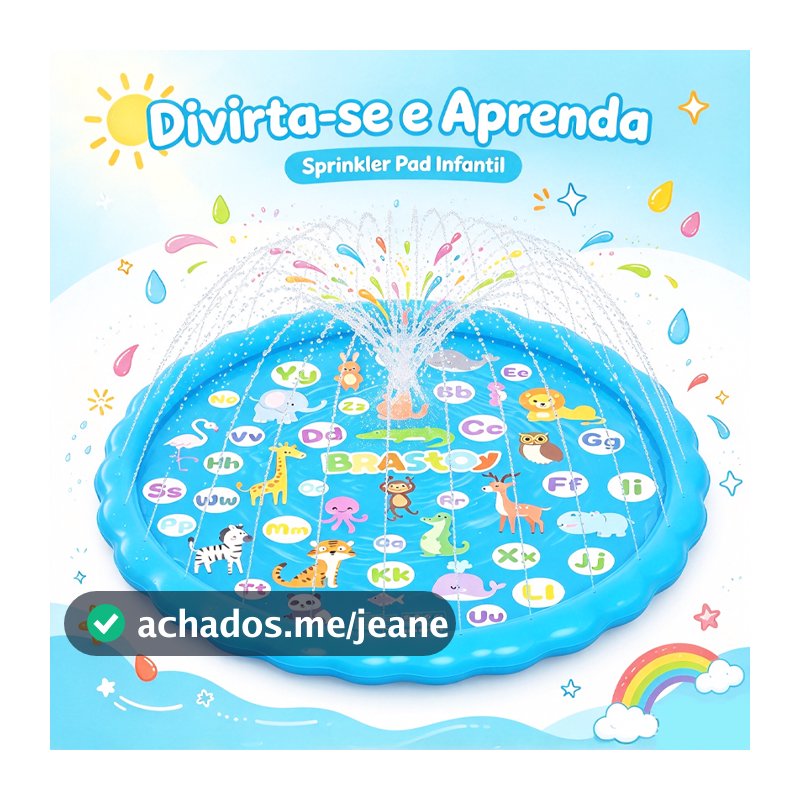 Piscina Inflável Impressa Infantil Splash Pad Sprinkler Esteira 170cm