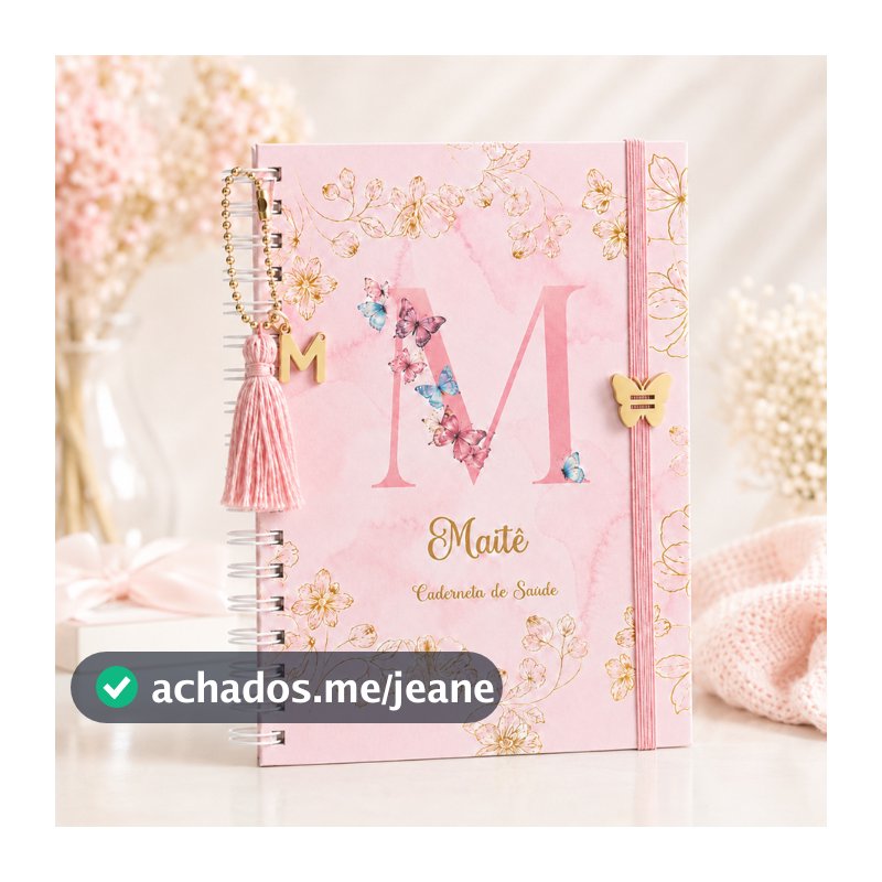 Caderneta de Saúde/ Vacinação - Personalizada Premium - Com passante - Letra -  com Porta Documentos Tassel e Nome