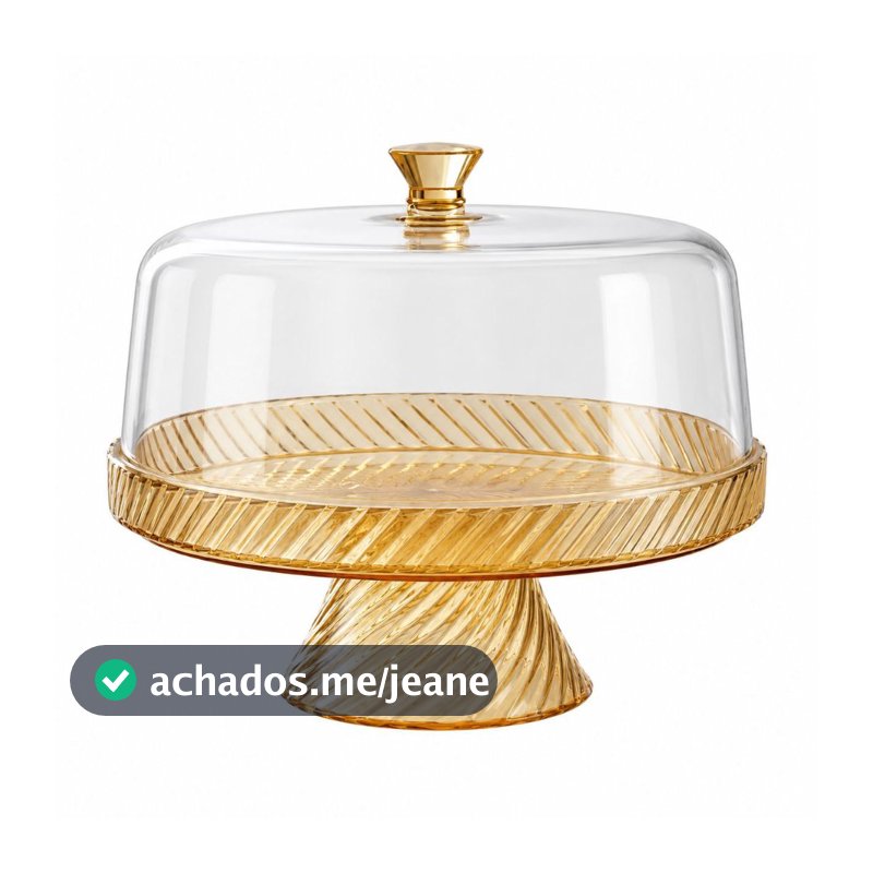 Boleira Alta Ou Petisqueira Mesa Posta Para Bolos Tortas e Petiscos Linha Twist - Âmbar