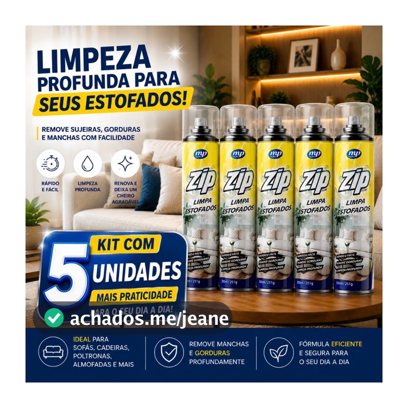 5UN Spray Espuma LImpa Estofado a Seco Zip My Place 300ml