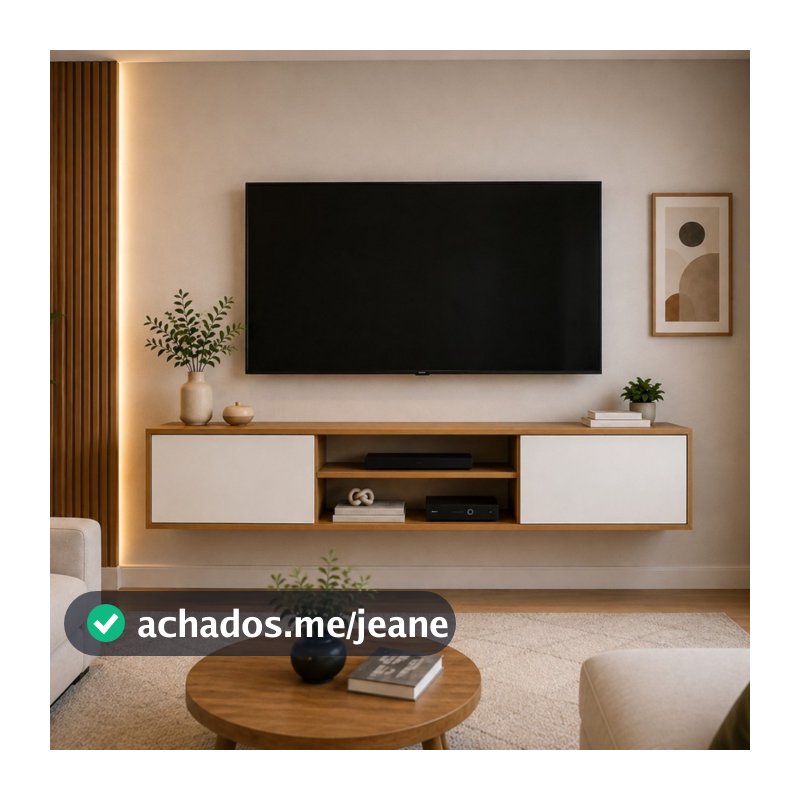 Rack Suspenso Para Sala TV até 55" Moderno com 2 Portas e Nicho