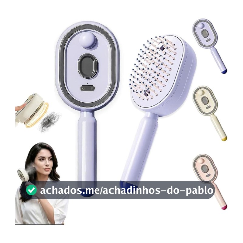 Escova De Vapor Para Cabelo Elétrica Água Alisador Com Pente Desembaraçador Anti Estático