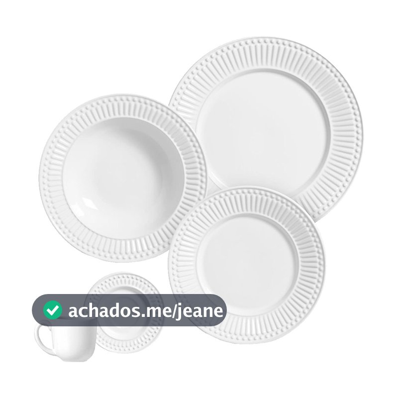Aparelho de Jantar/Chá Porto Brasil Roma | 20 Peças, Cerâmica, Branco