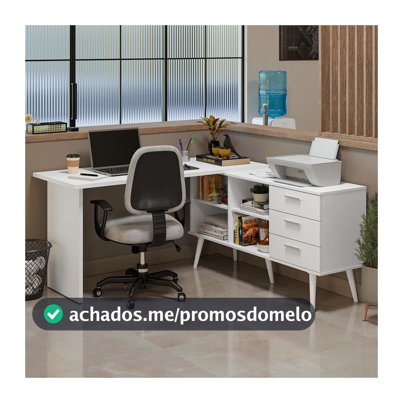 Mesa de Escritório em L 3 Gavetas Lisboa Madesa