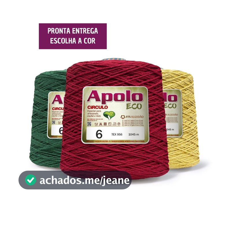 Barbante Apolo Círculo 1Kg Número 6 - 1045 metros - Crochê / Tricô - VÁRIAS CORES - LANÇAMENTO PROMO