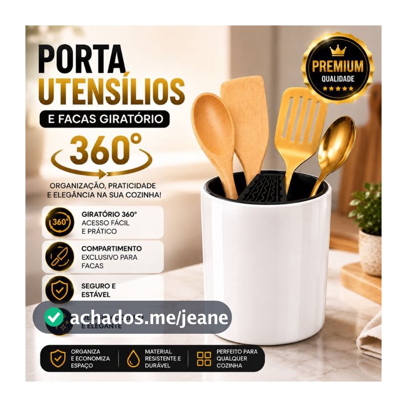 Porta Utensílios De Cozinha 360 Graus Giratório Organizador de Talheres Facas Garfos Colheres OGC-01