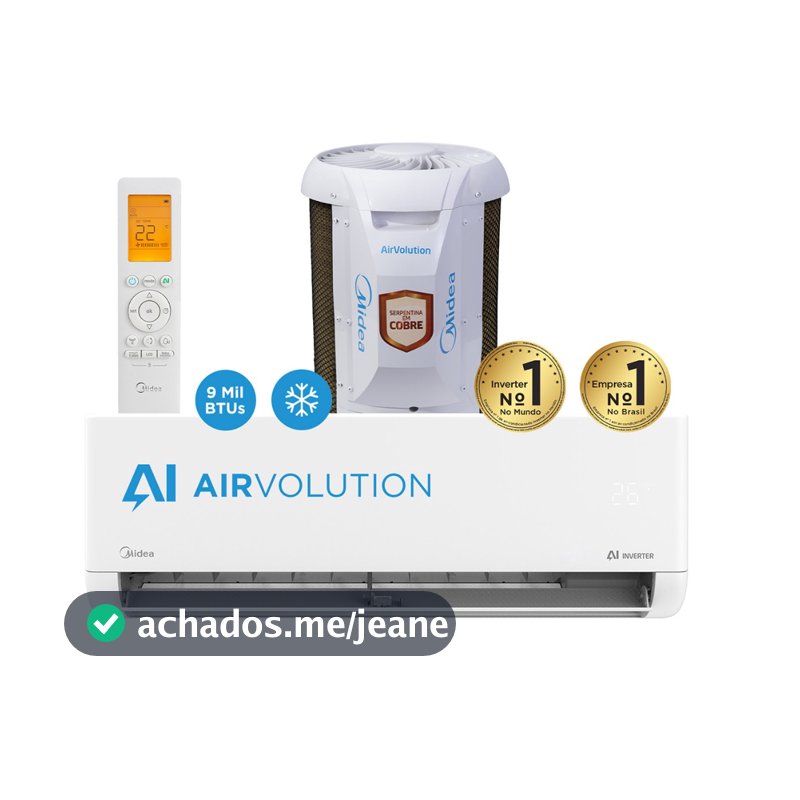Ar Condicionado 9000 Btus Split Hi Wall Inverter Midea Frio Ai Airvolution R-32 220v