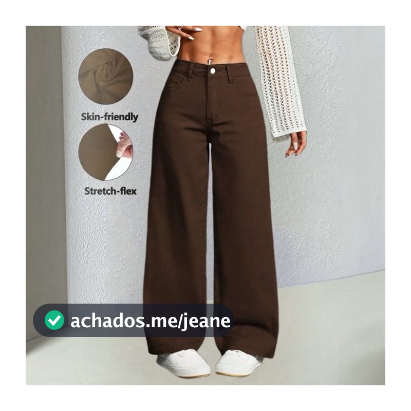 calça jeans wide leg feminina tecnologia empina bumbum e cintura alta de melhor qualidade super tendência