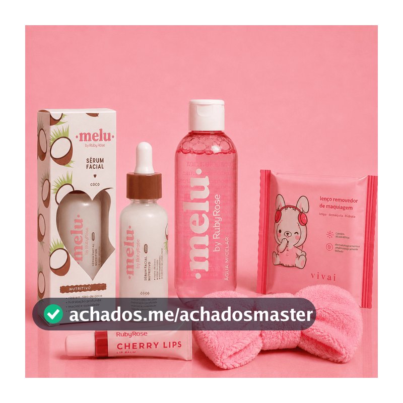 Kit Skincare Ruby Rose Melu + Faixa + Lenço Removedor | Completo, Compacto e Ideal para Bolsa