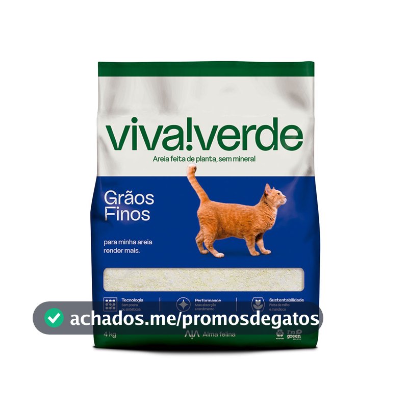 Areia Higiênica Para Gatos Biodegradável Limpeza Plena Viva Verde - 4kg