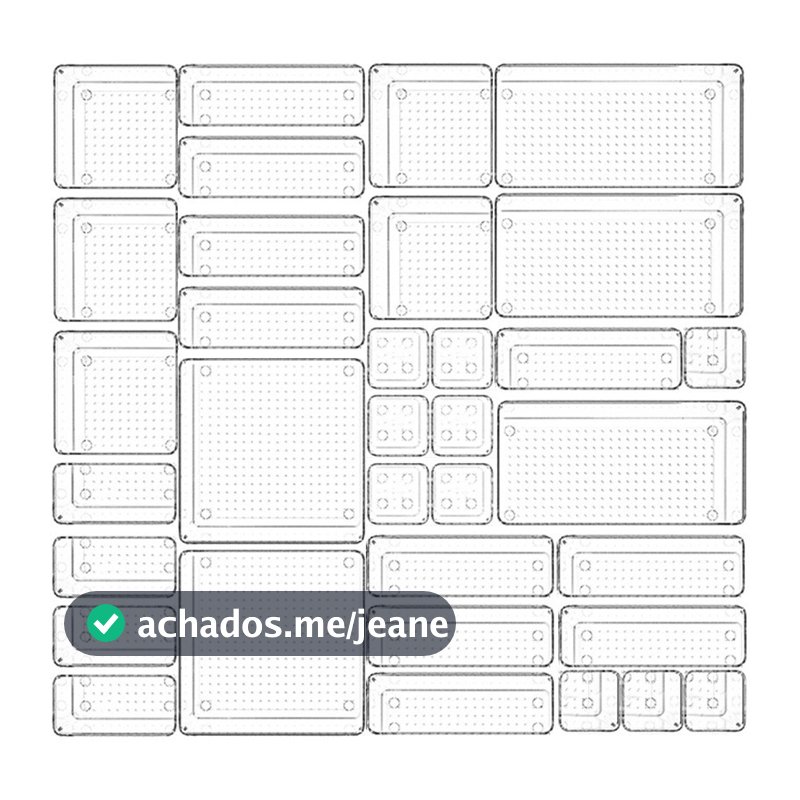 Kit 7 Organizadores Acrílico Transparente Empilhável Modular para Gavetas, Geladeiras Organização