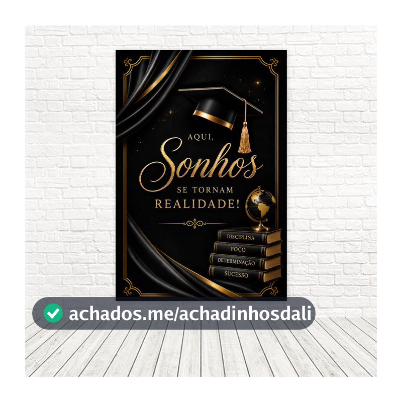 Painel Retangular Vertical Tecido Sublimado 3D Diploma Formatura 1,50x2,20