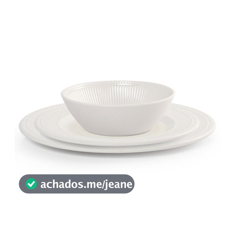 Jogo de Jantar 12 peças Oasis Melamina Pozzani - Off White